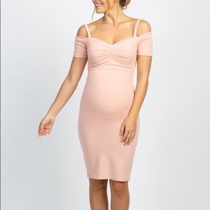 Light Pink Cold Shoulder PinkBlush Maternity Dress